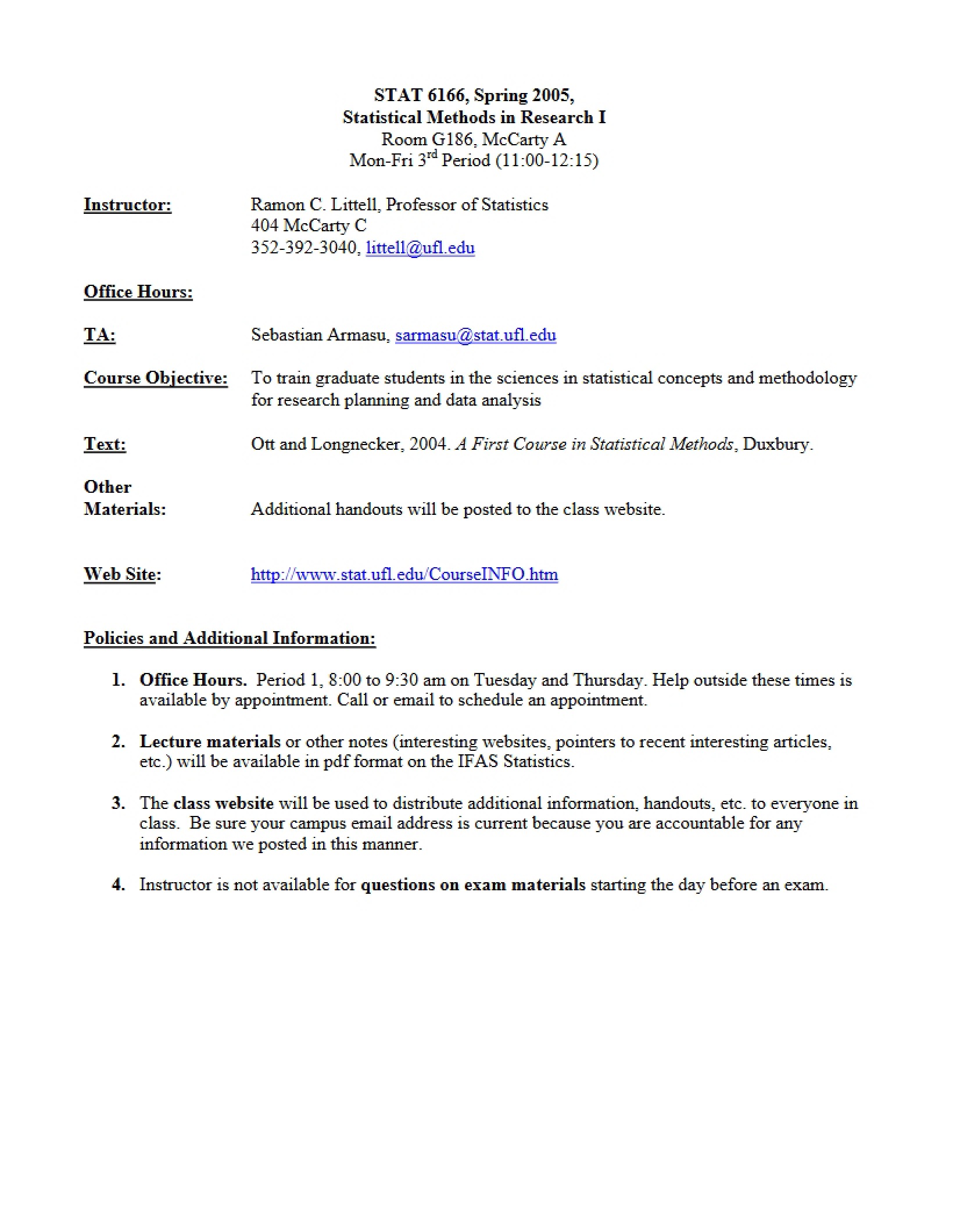 Research Methods in Statistics I