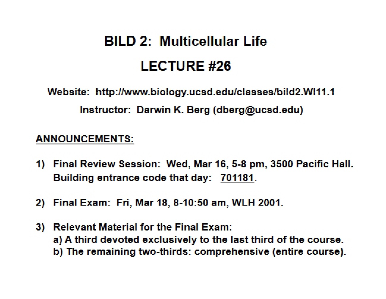 Twenty-Sixth Lecture