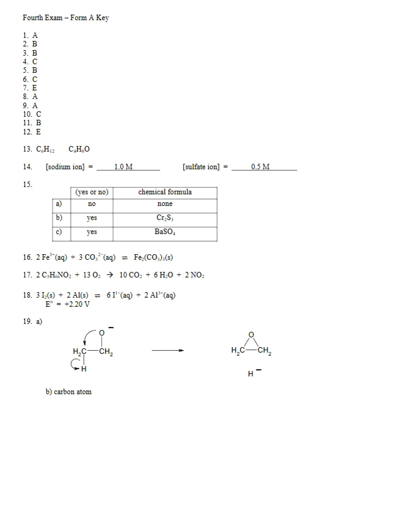 Key for Exam 4A
