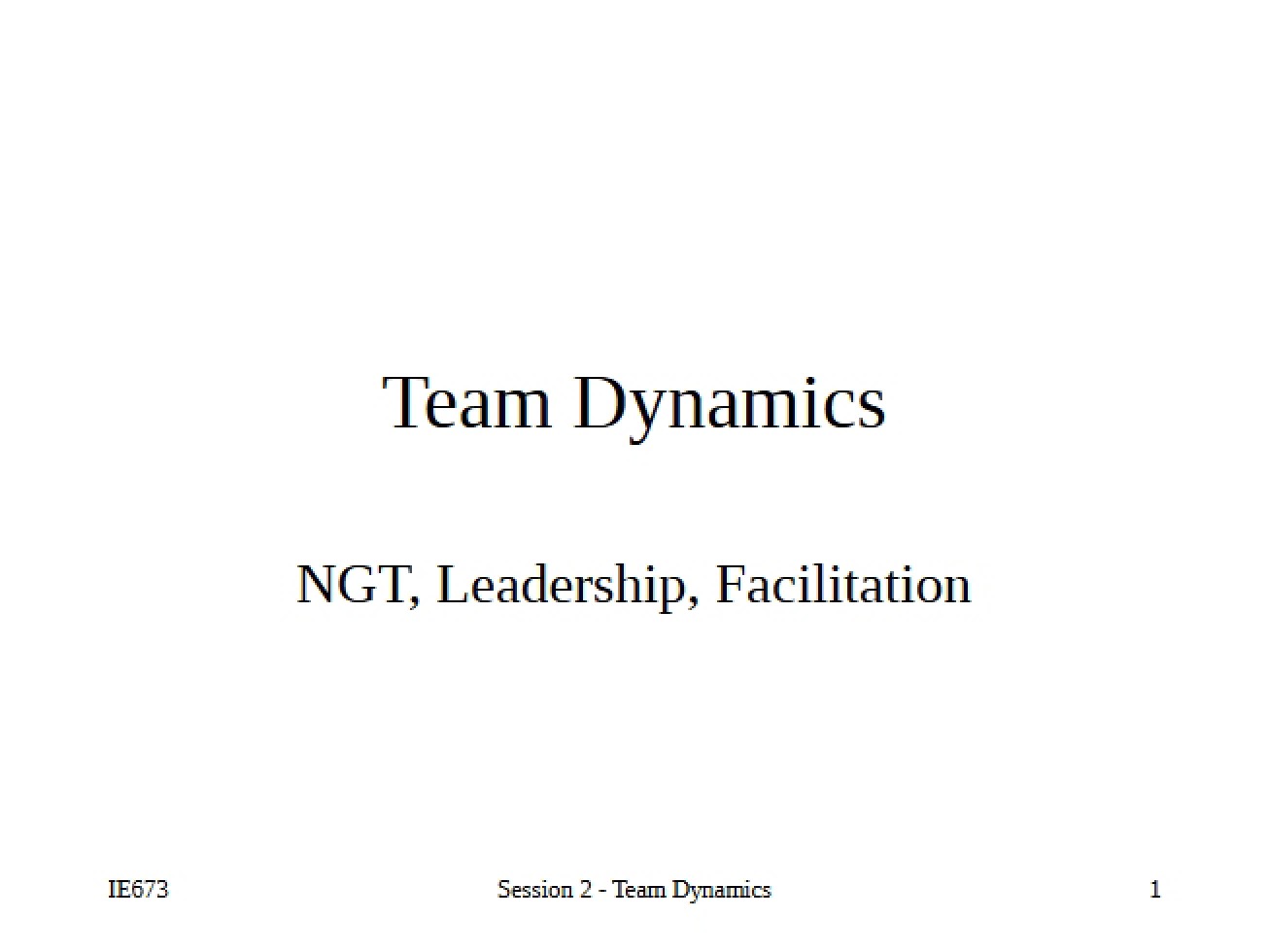 Dynamics of Teams