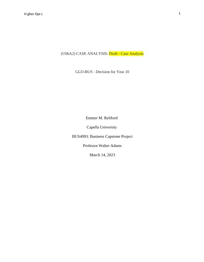Case Analysis Draft
