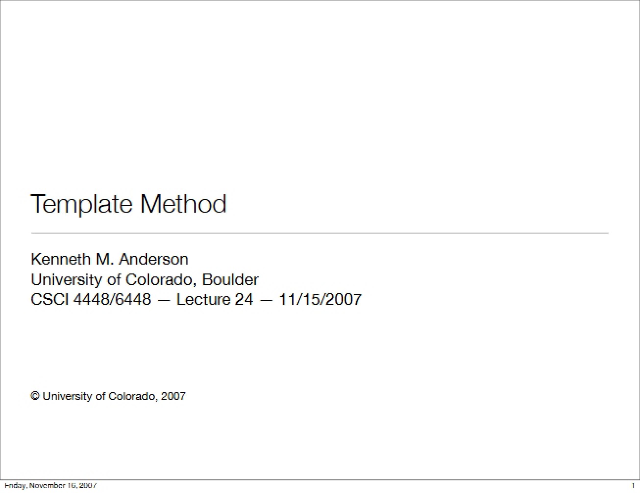 Introduction to the Template Method