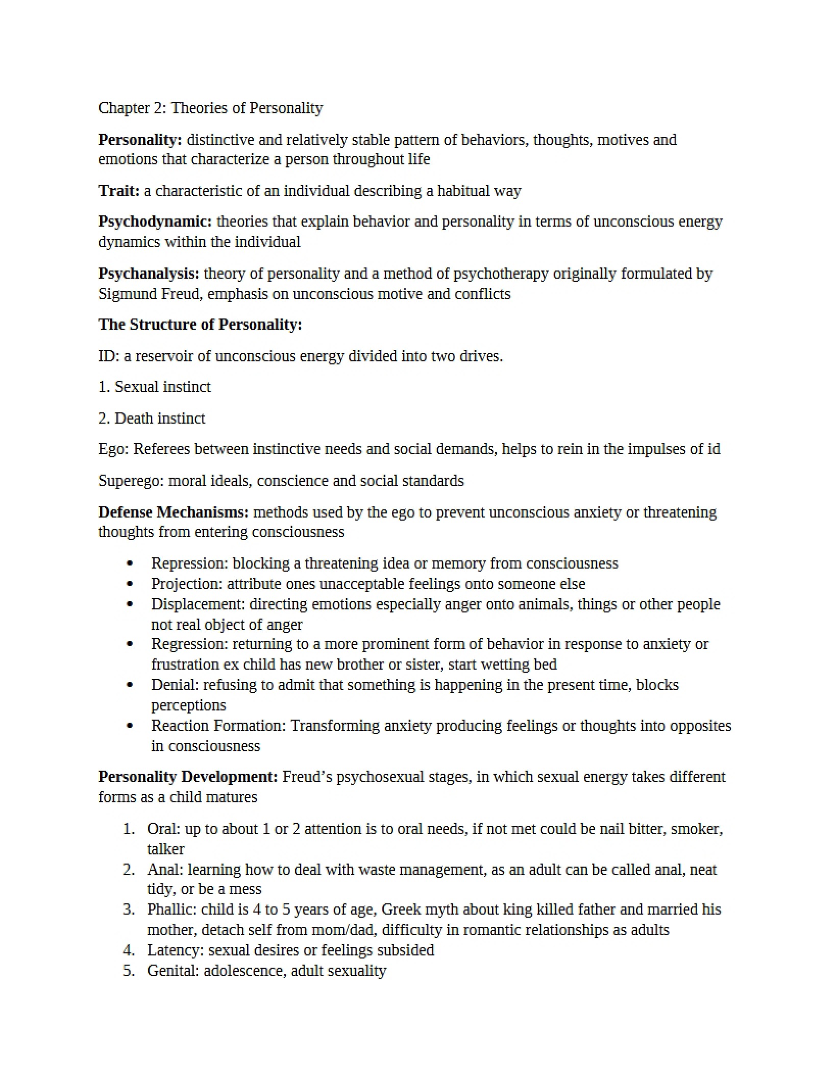 Personality Theories Chapter 2
