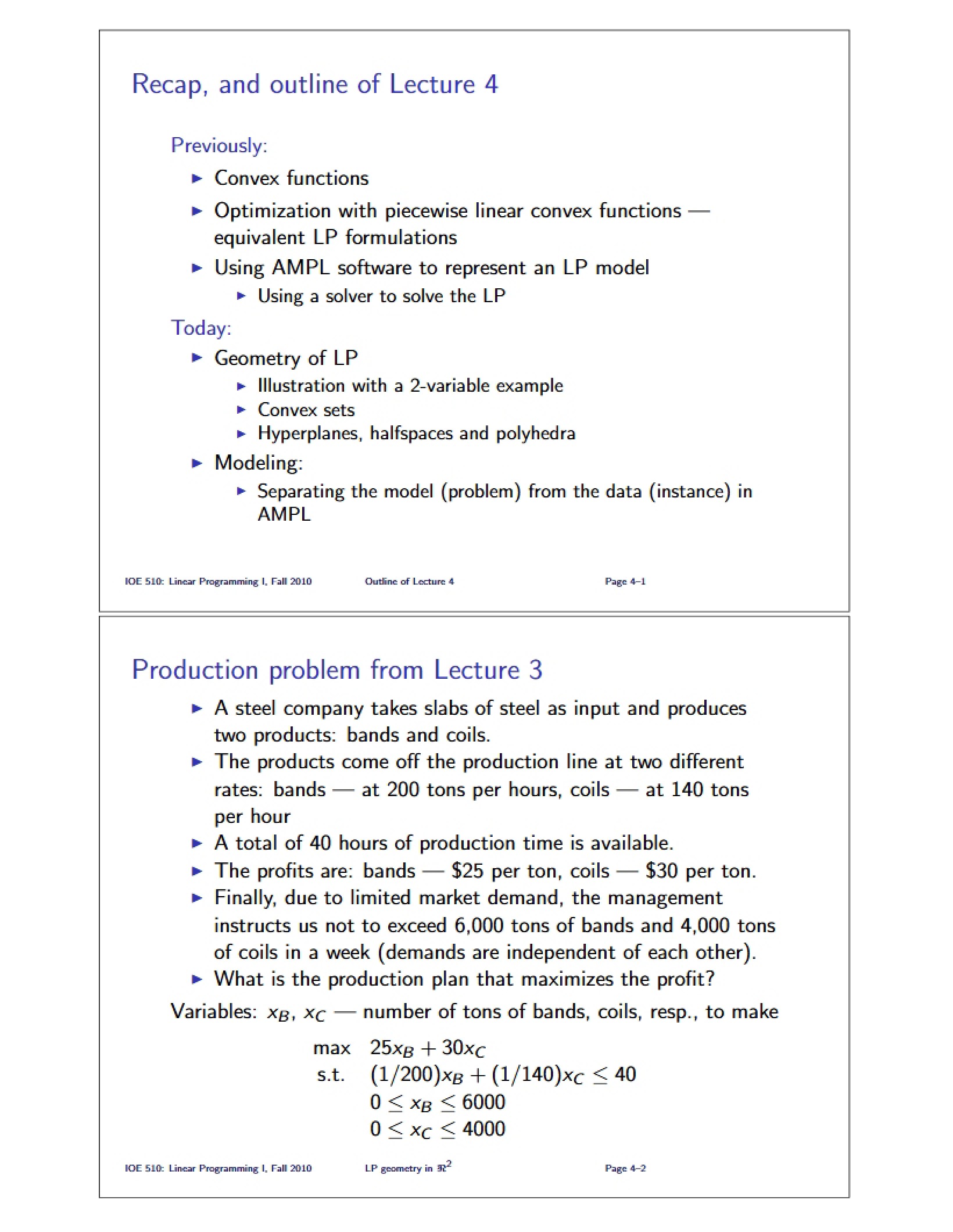 Lecture 4 Outline and Recap