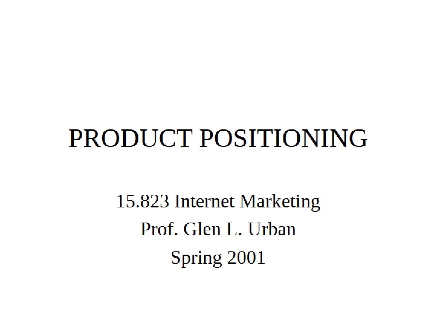 Positioning of Products