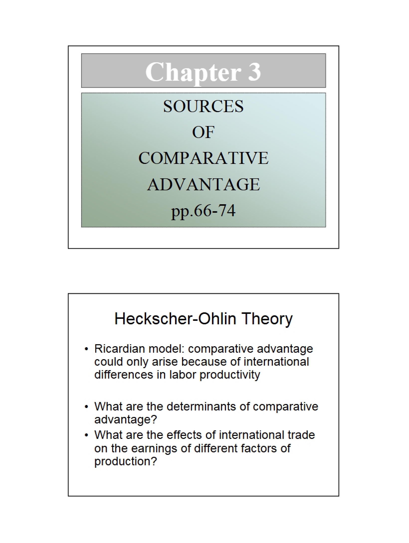 Comparative Advantage Sources (Chapter 3)