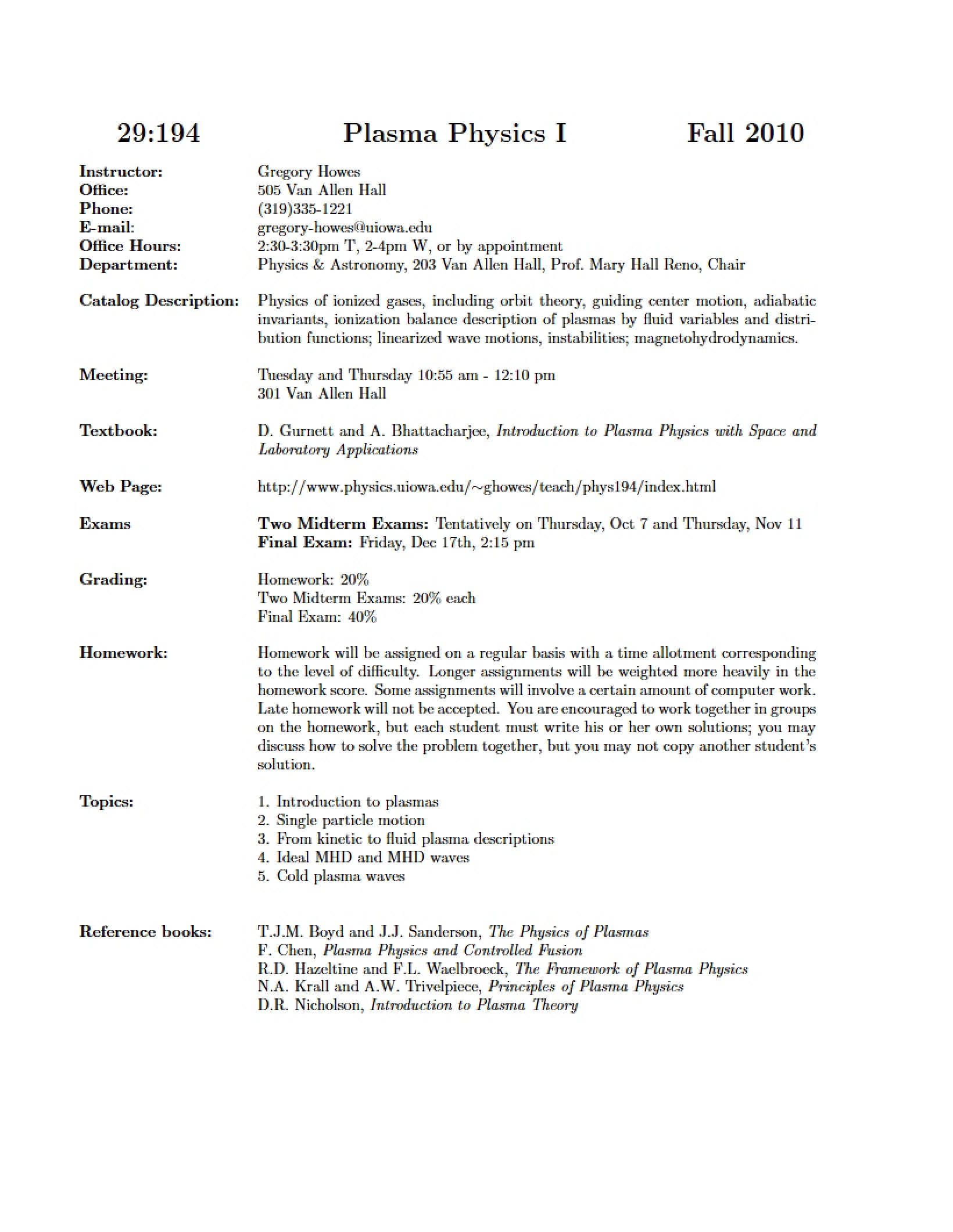 Course Syllabus