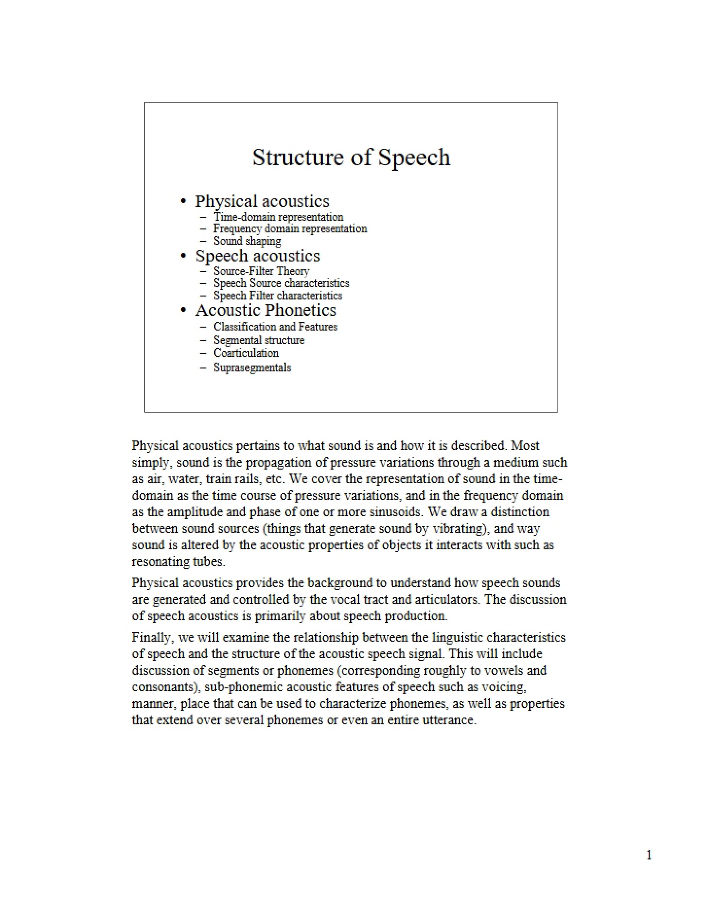 Speech Structure