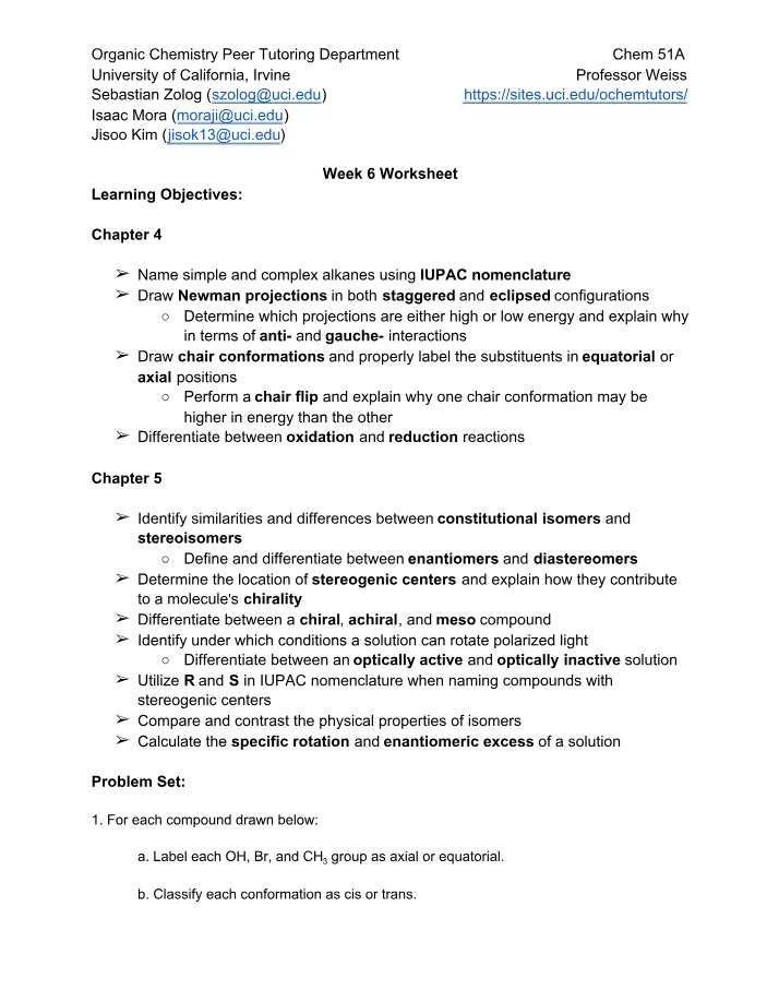 Weiss Week 5 Worksheet