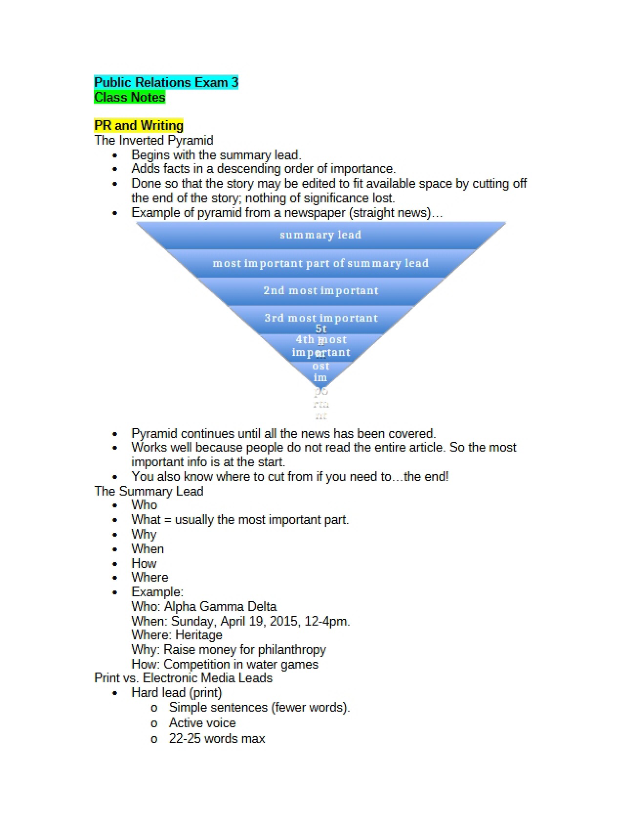 PR Course Summary