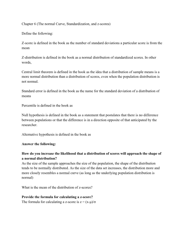 Z-Scores - Standardization and Hypothesis Testing