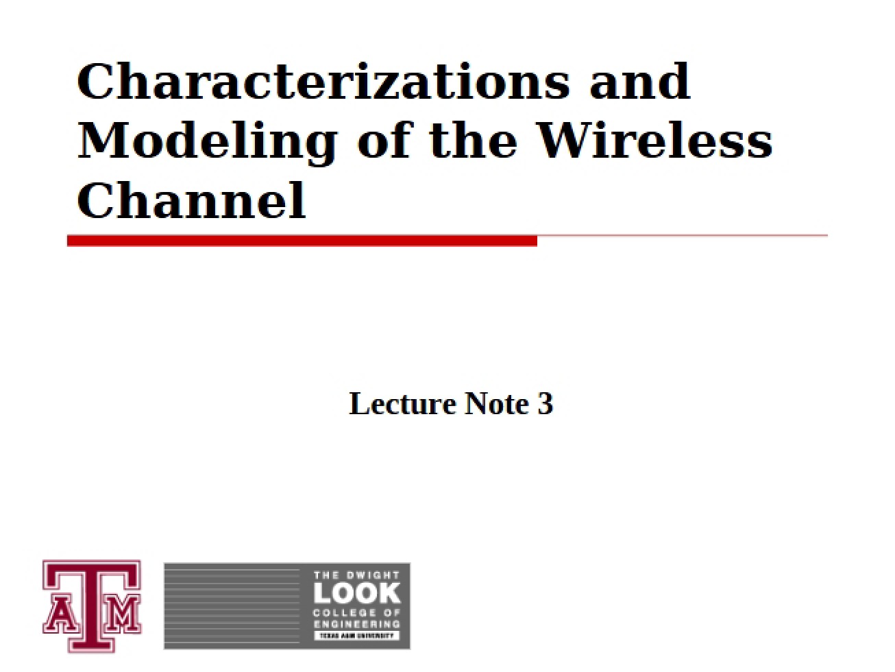 Third Lecture Note for Directed Studies