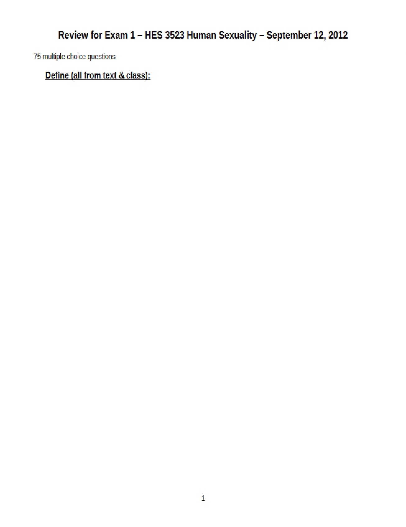 Exam 1 Review Sheet
