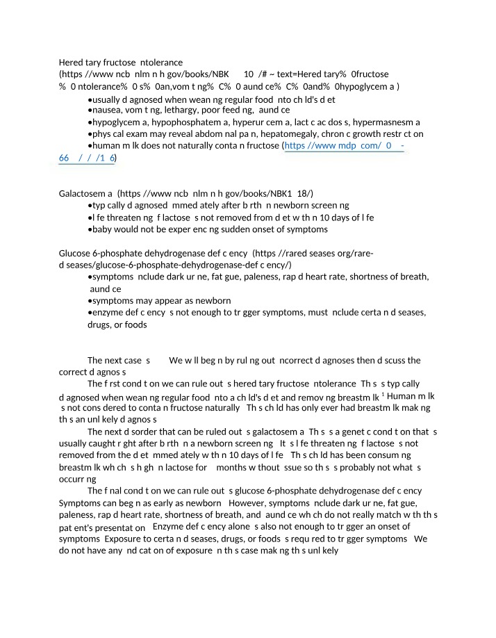Diagnosis of Hereditary Fructose Intolerance