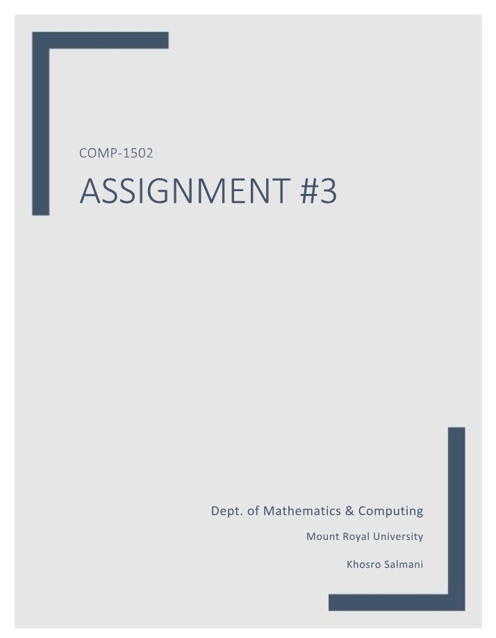 Assignment 3 for COMP-1502