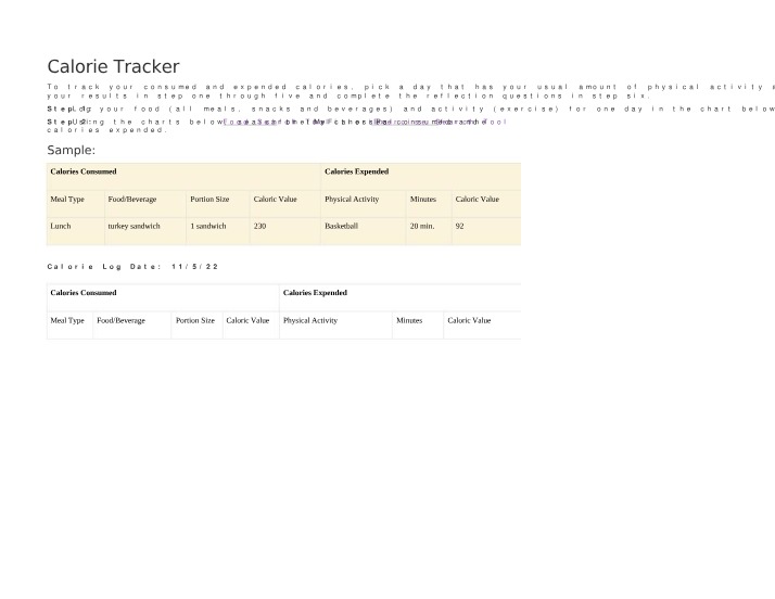 Tracker for Calories