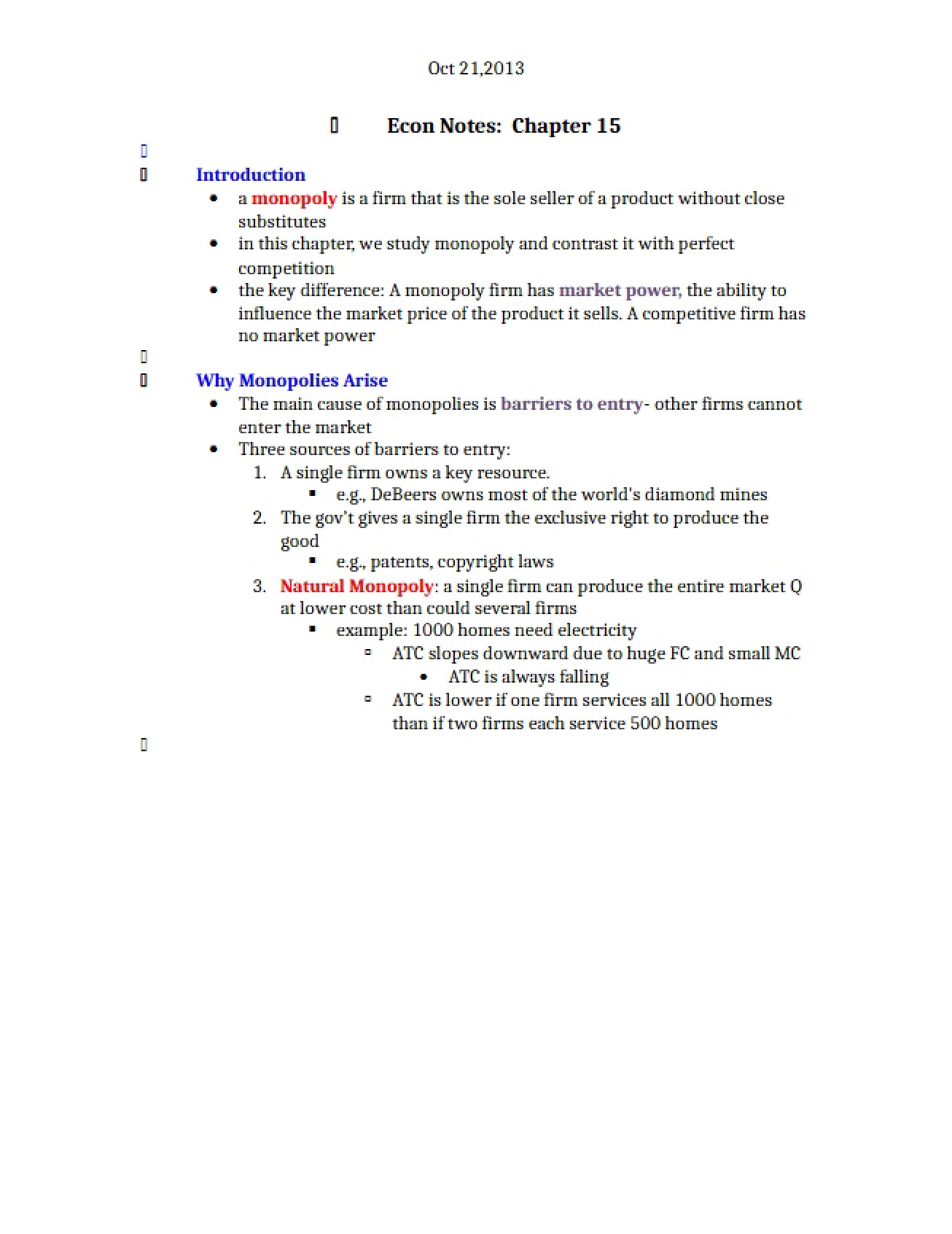 Economics Notes Chapter 15