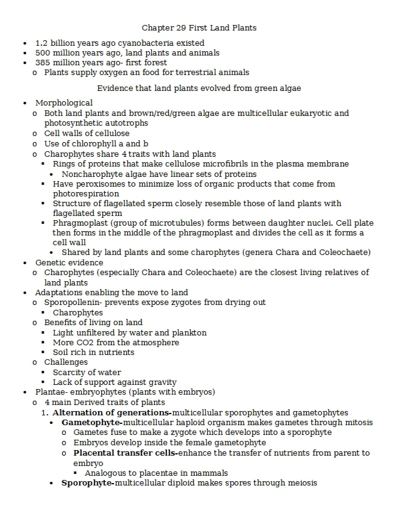 Introduction to the First Land Plants from Chapter 29