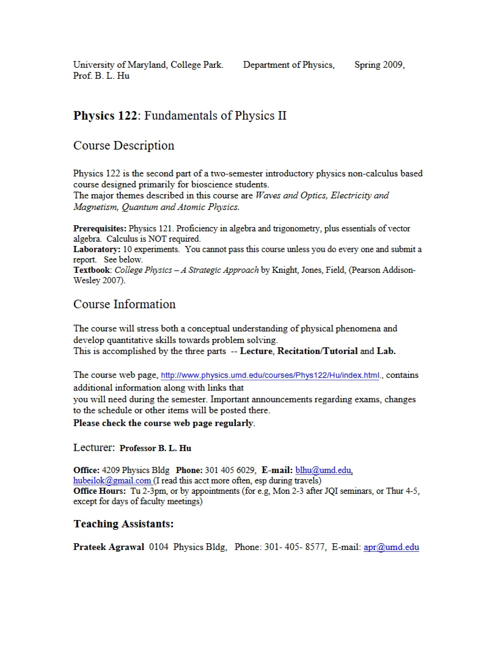 Class Outline