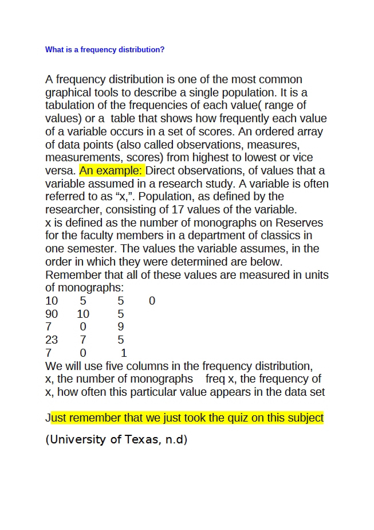 Distribution of Frequency