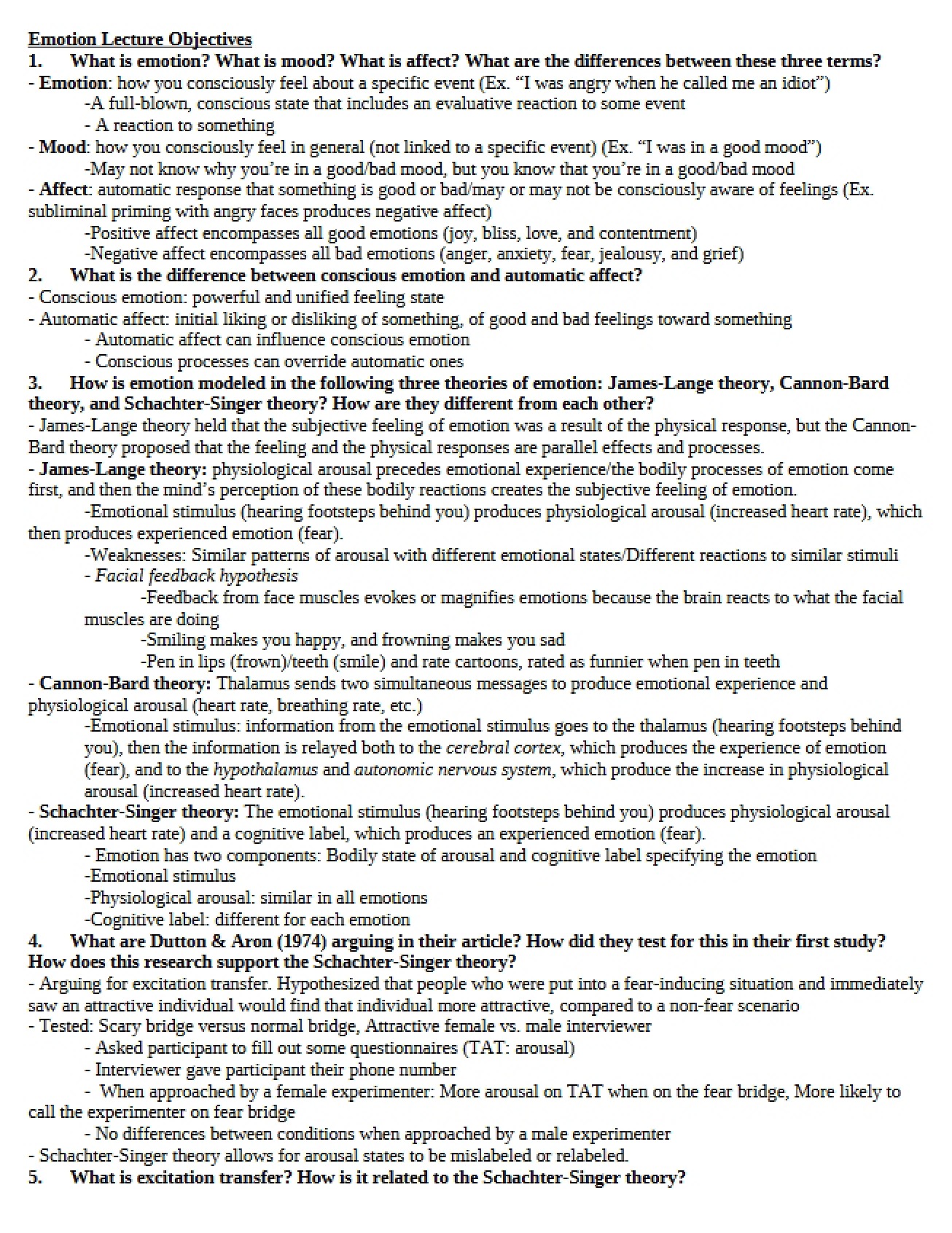 Lecture Objectives Emotion