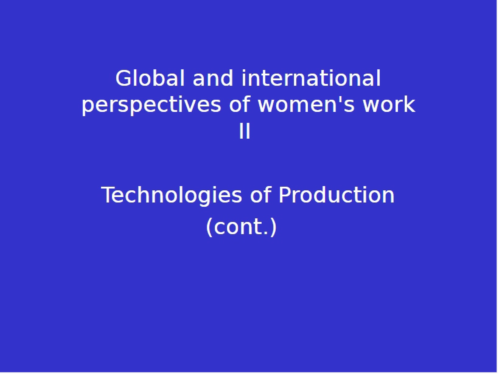 Production Technologies