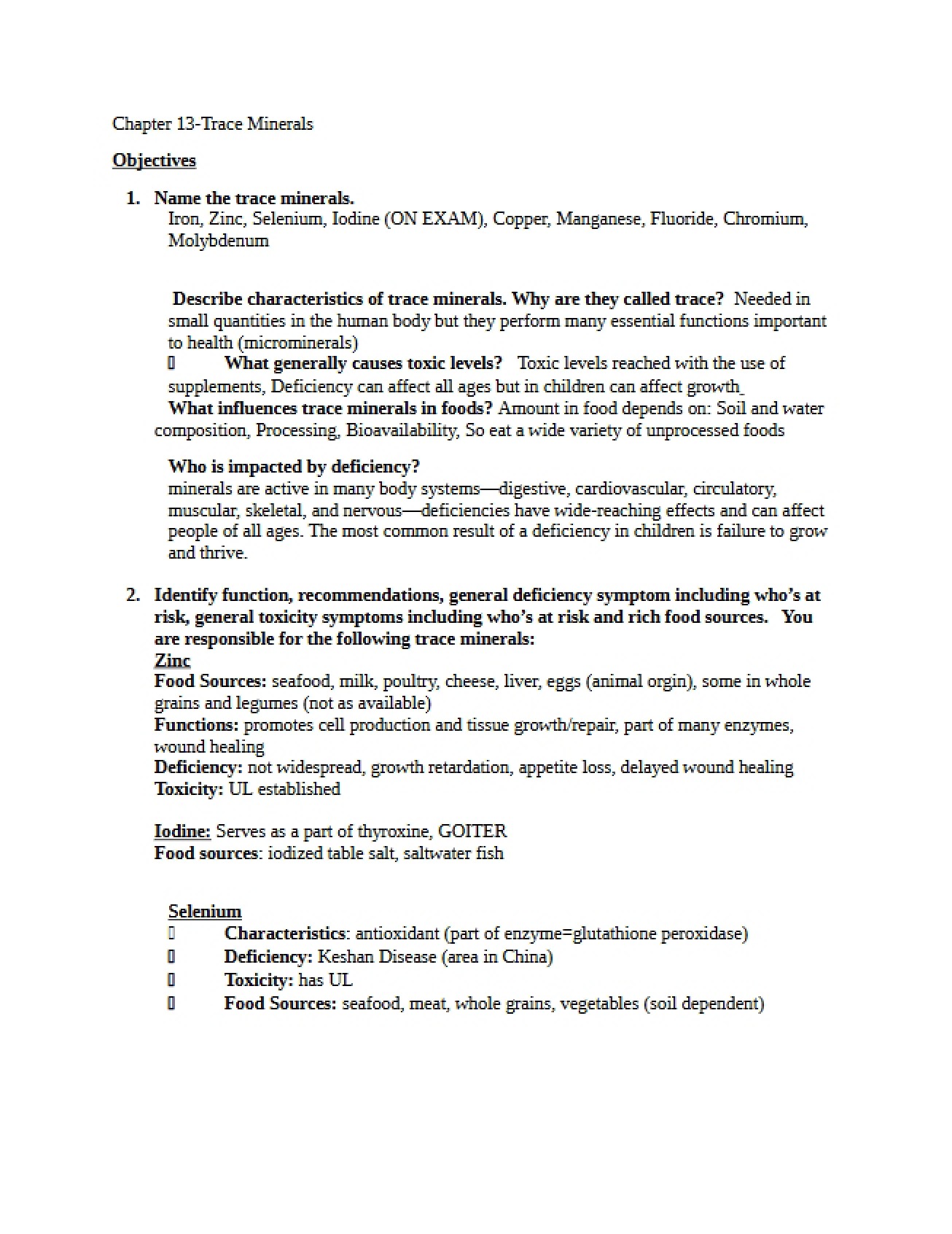 Guide to Trace Minerals