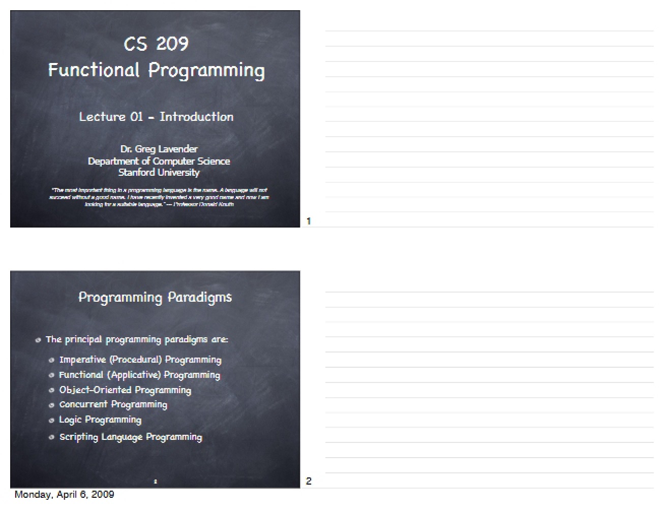 Functional Programming Lecture Introduction