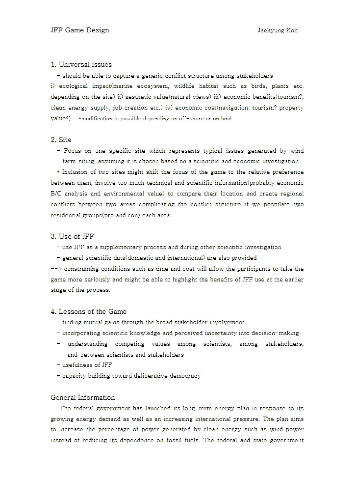 Game Design for JFF