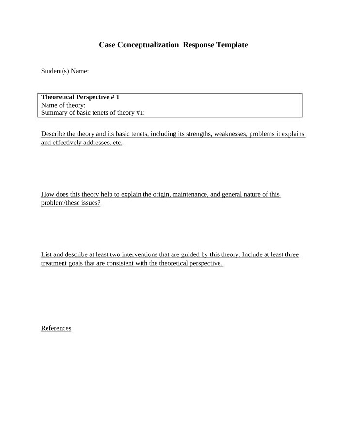 Template for Case Conceptualization Response