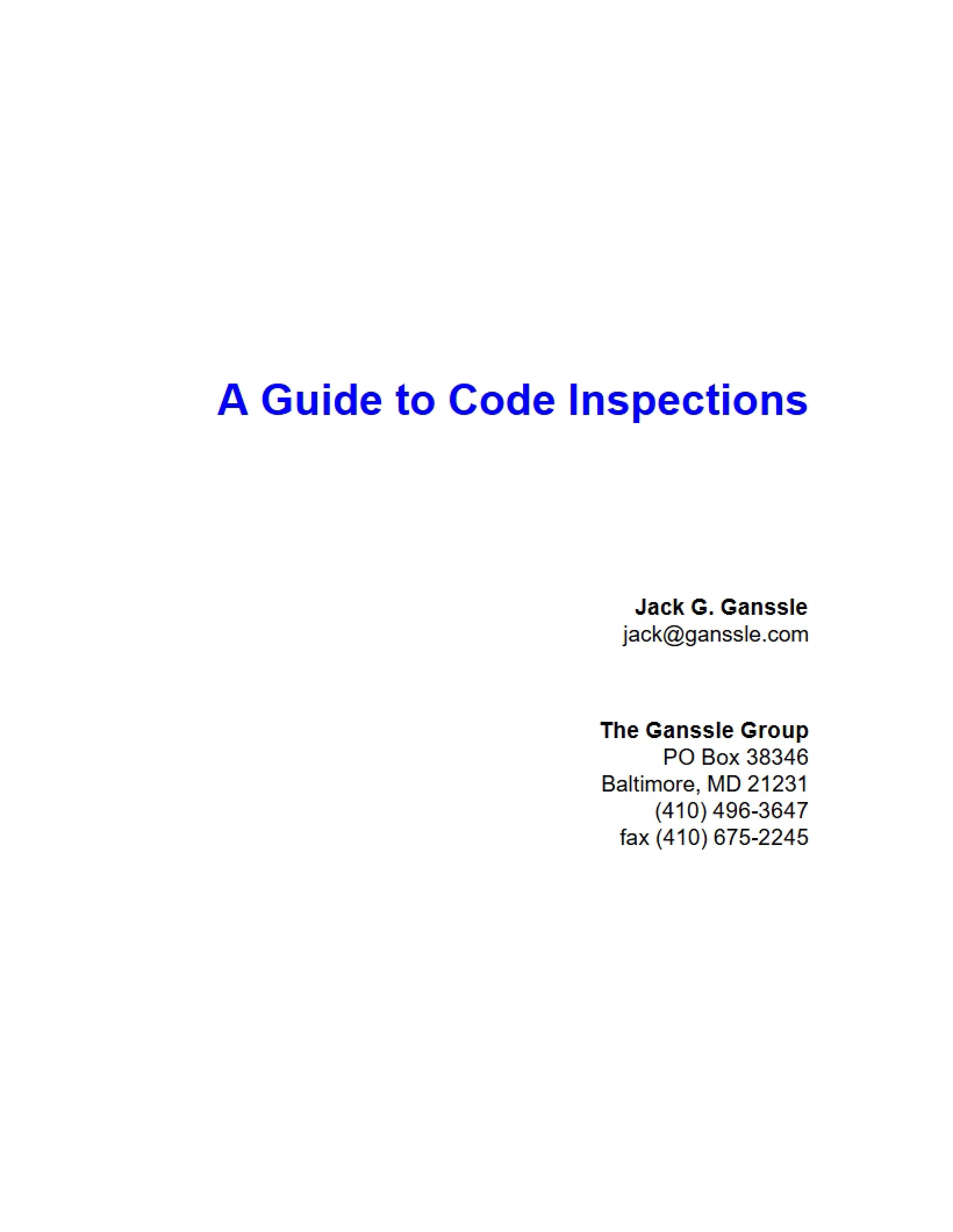 Code Inspection Guide