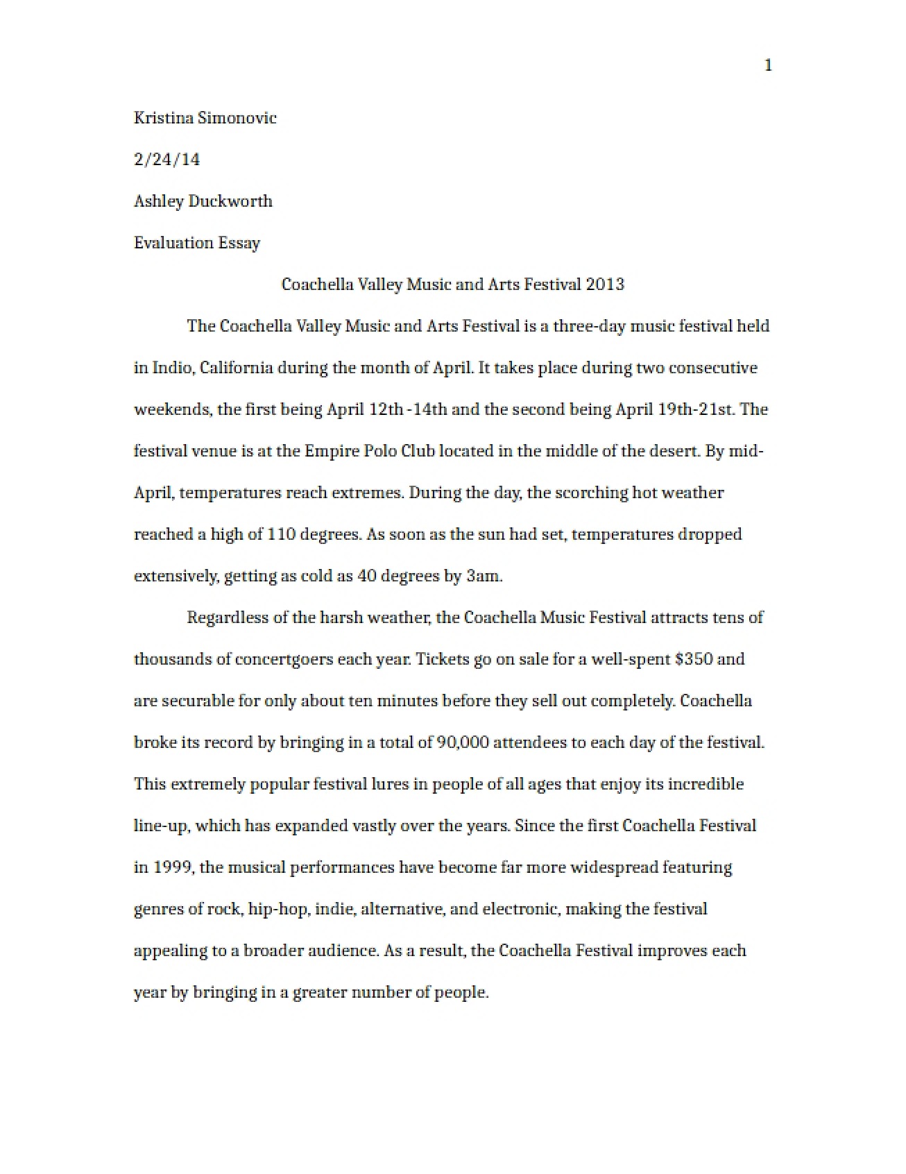 Evaluation Essay Kristina Simonovic