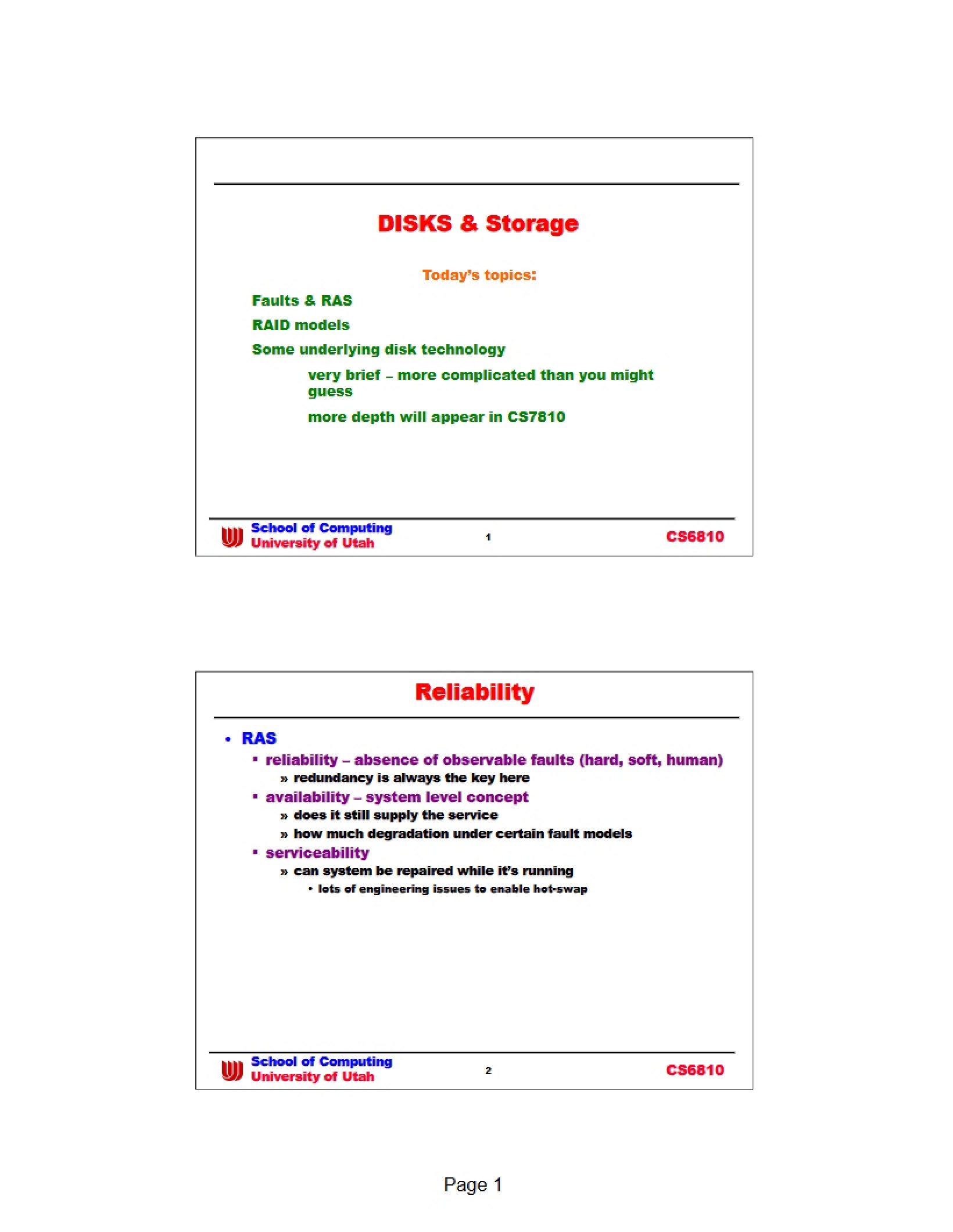 Storage and Disks