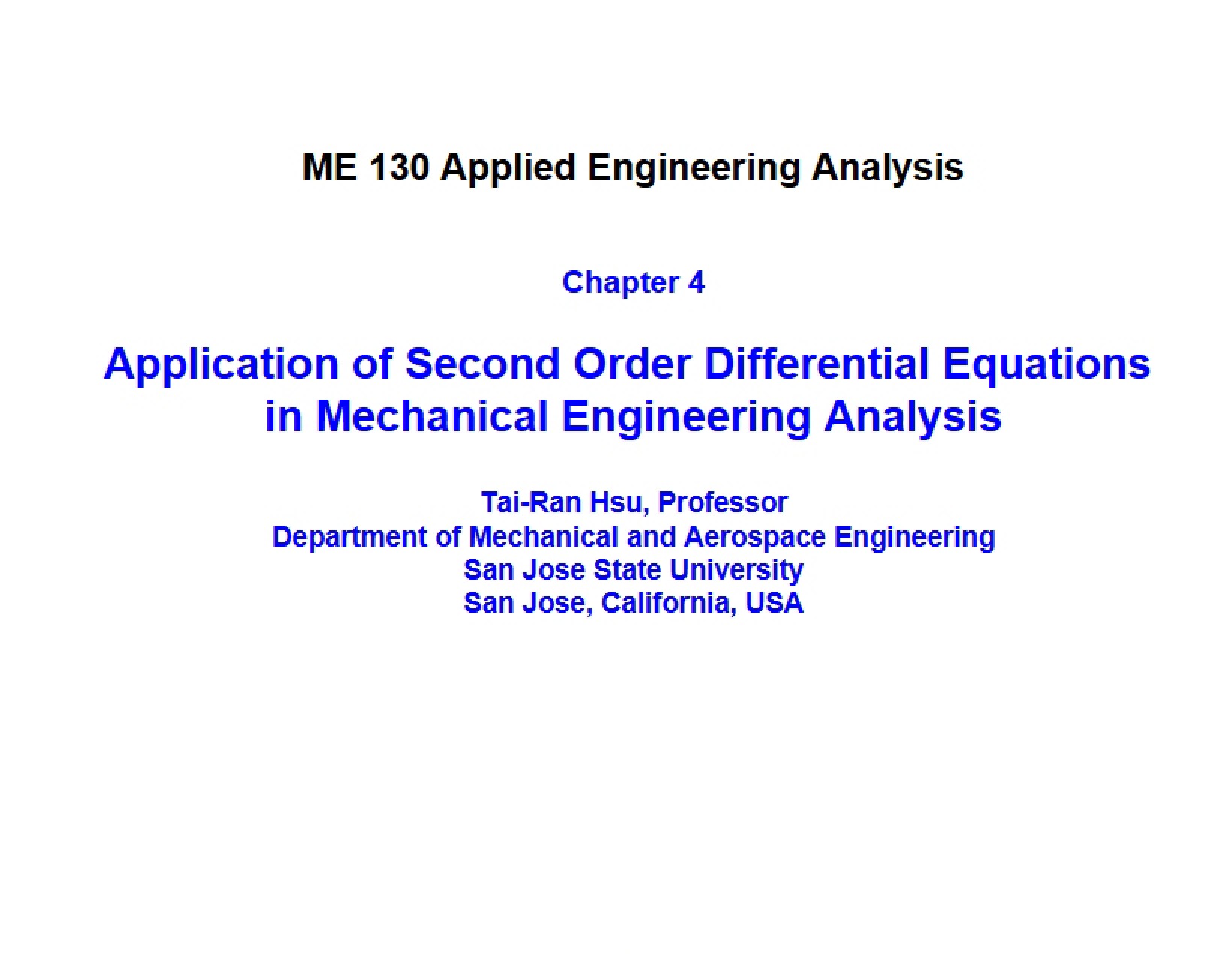 Engineering Analysis Chapter Four