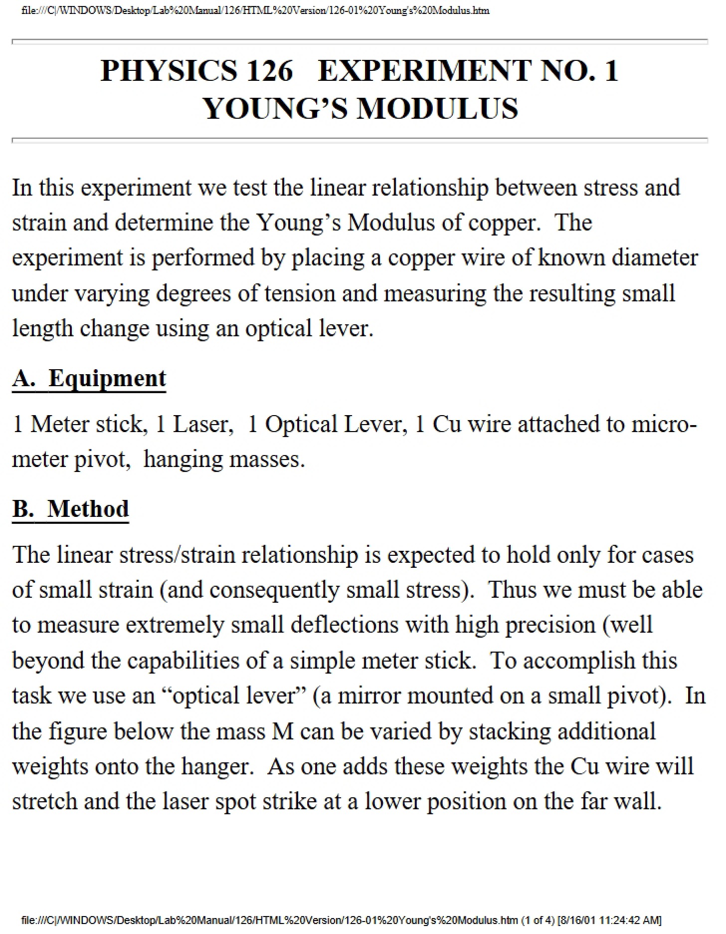 Young's Modulus Laboratory