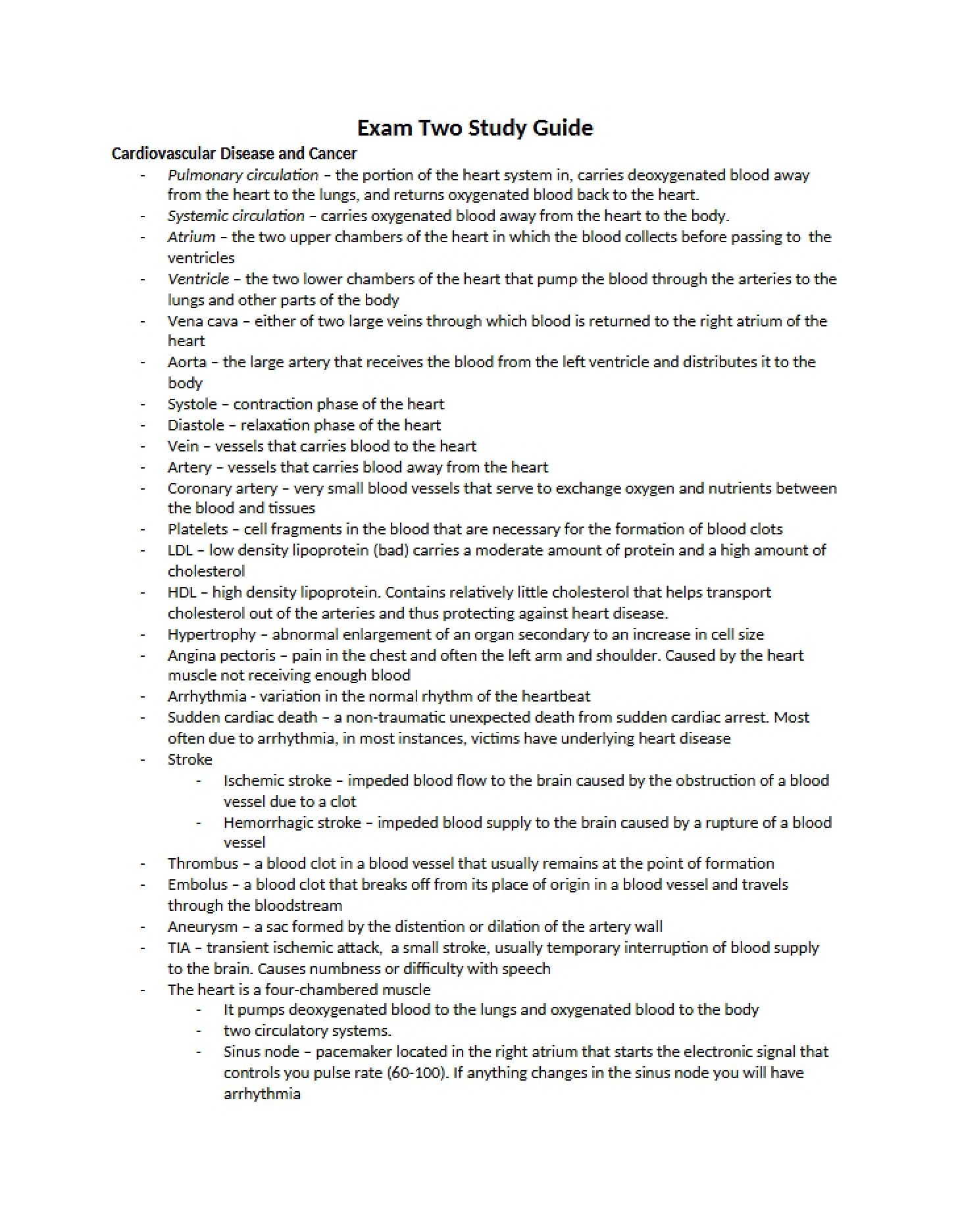 Heart Health and Oncological Studies