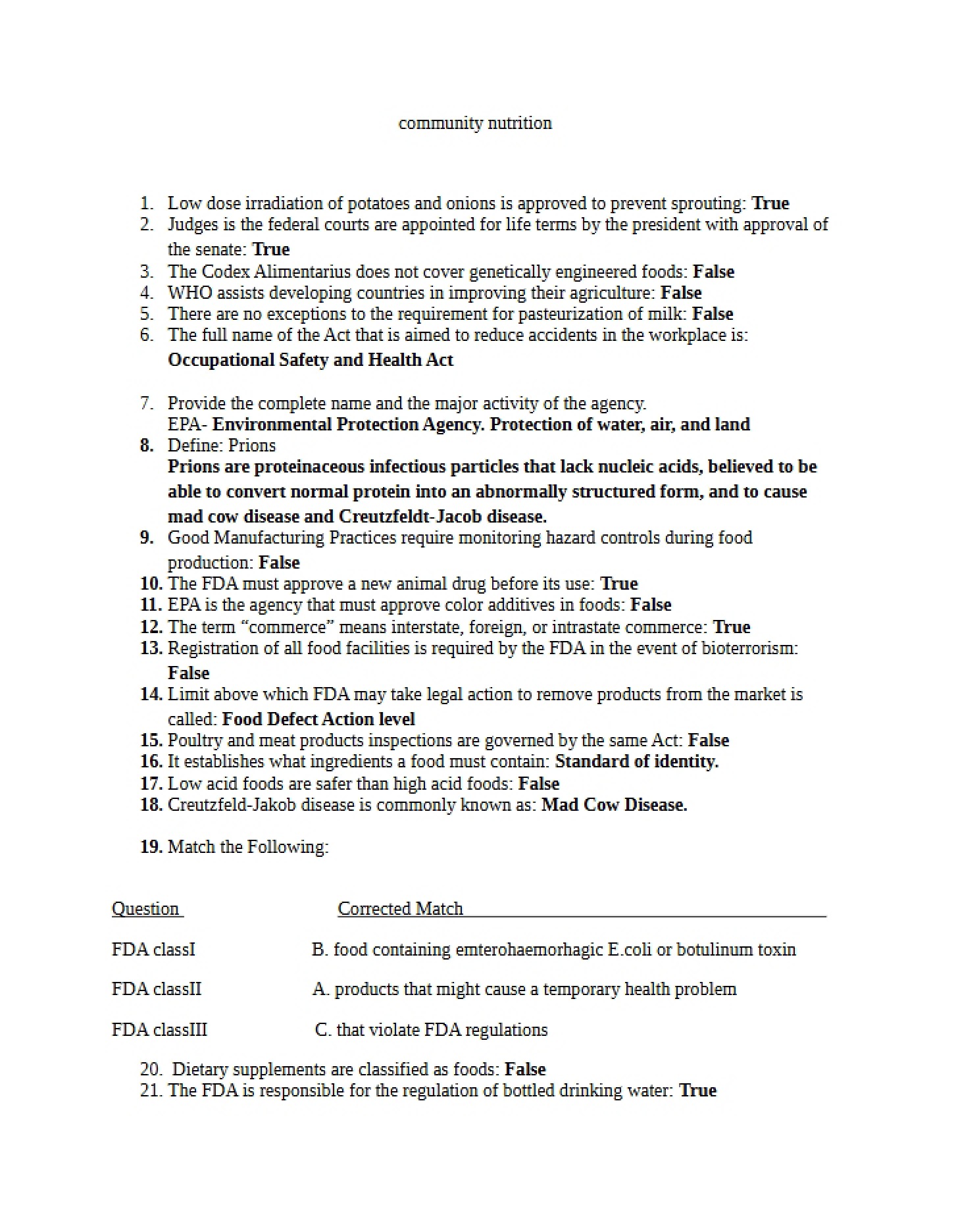 Written Portion of Final Exam