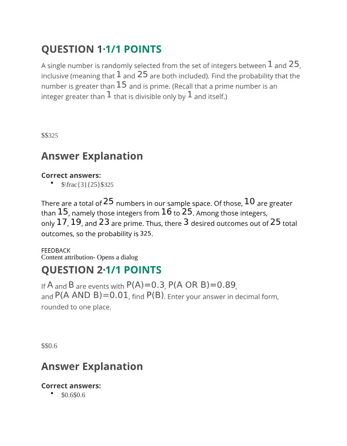 Probability Questions with Answers