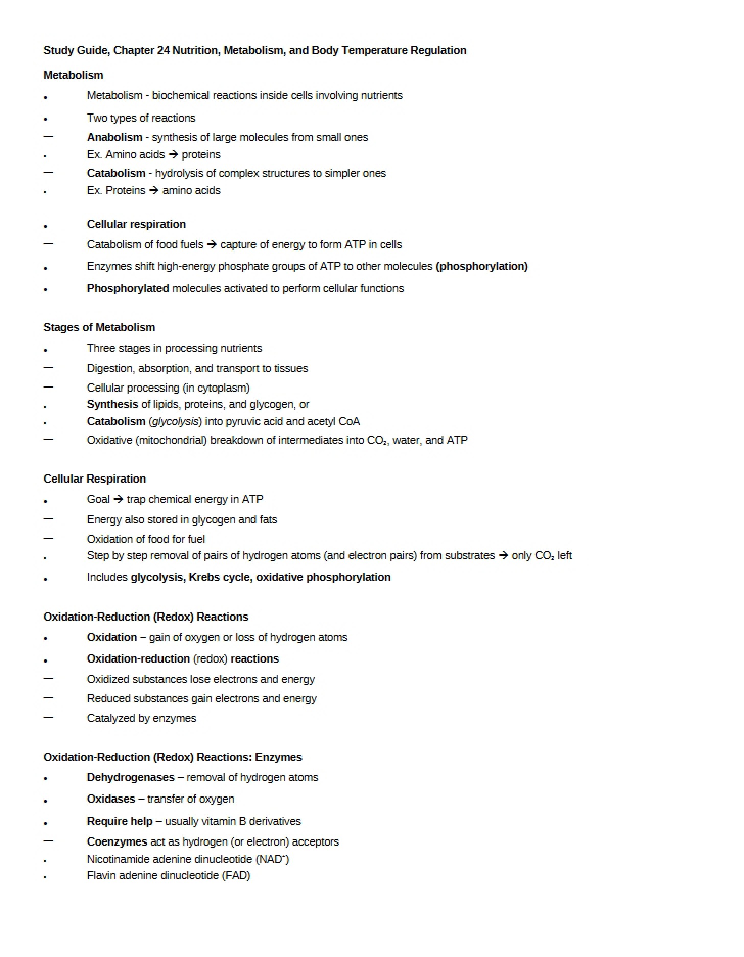 Metabolic Processes