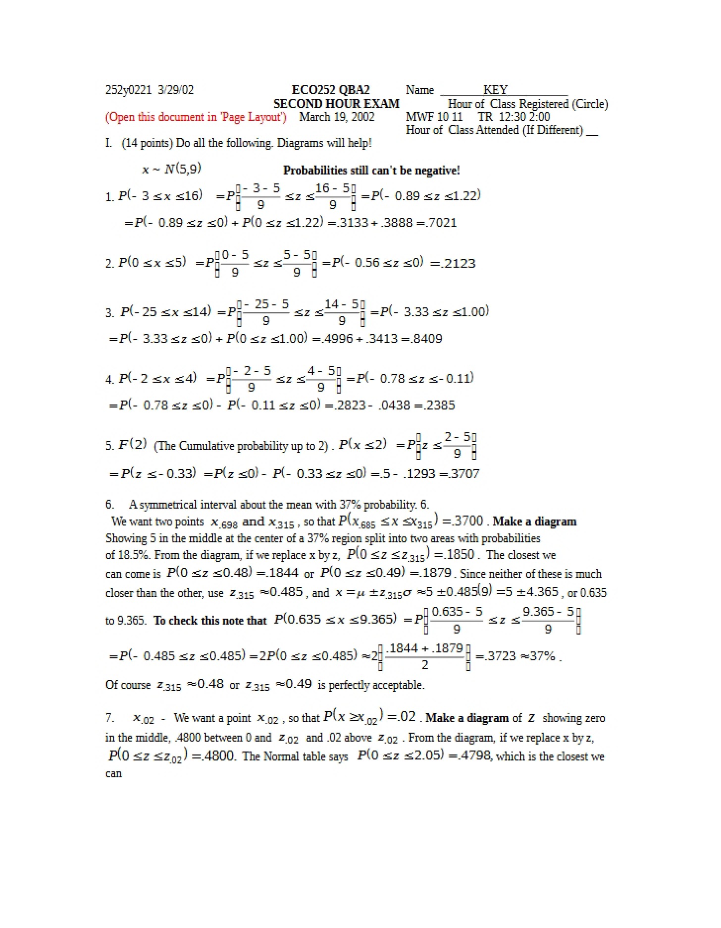 Hourly Test II (ECO 252)