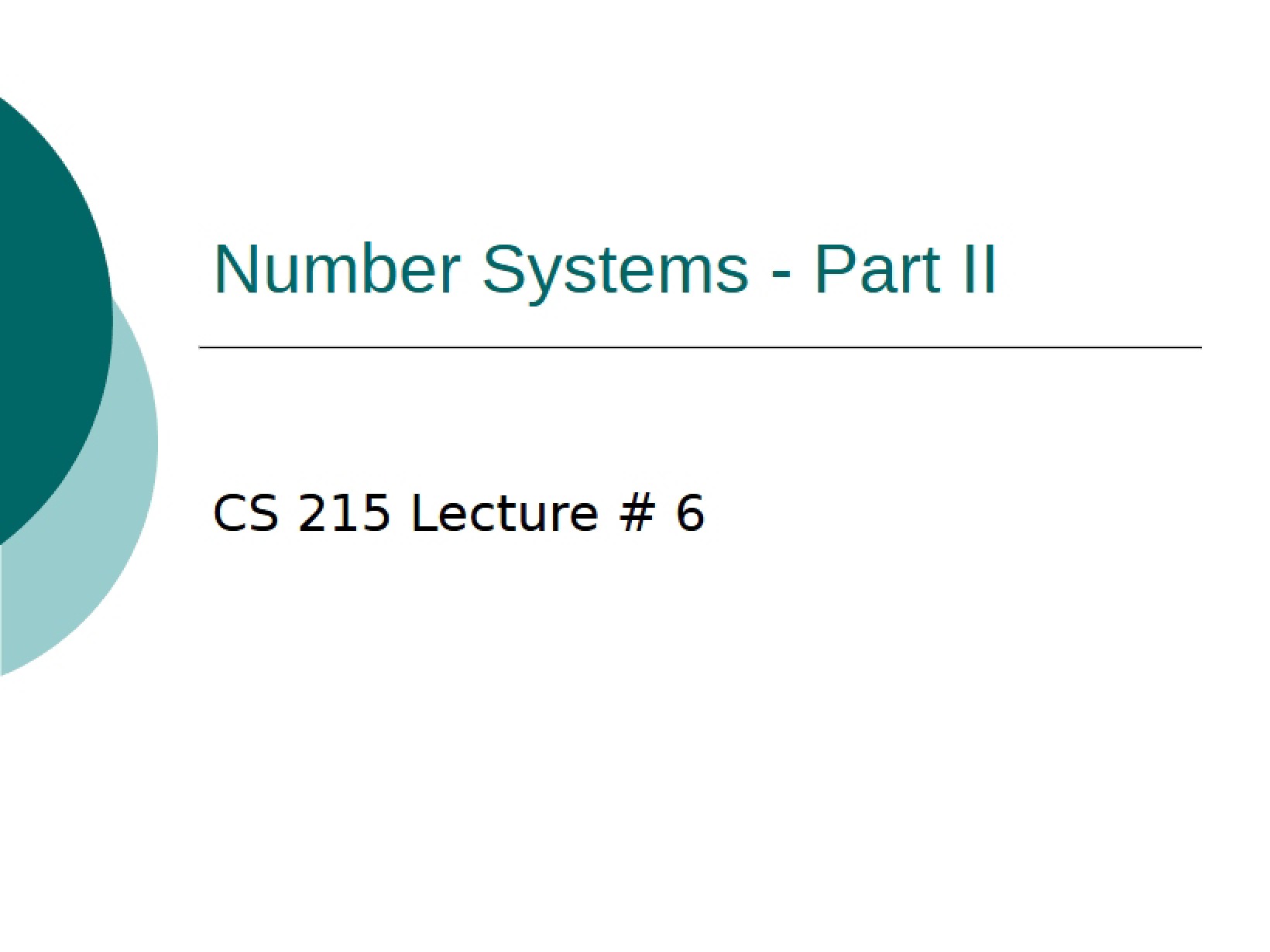Notes from Lecture