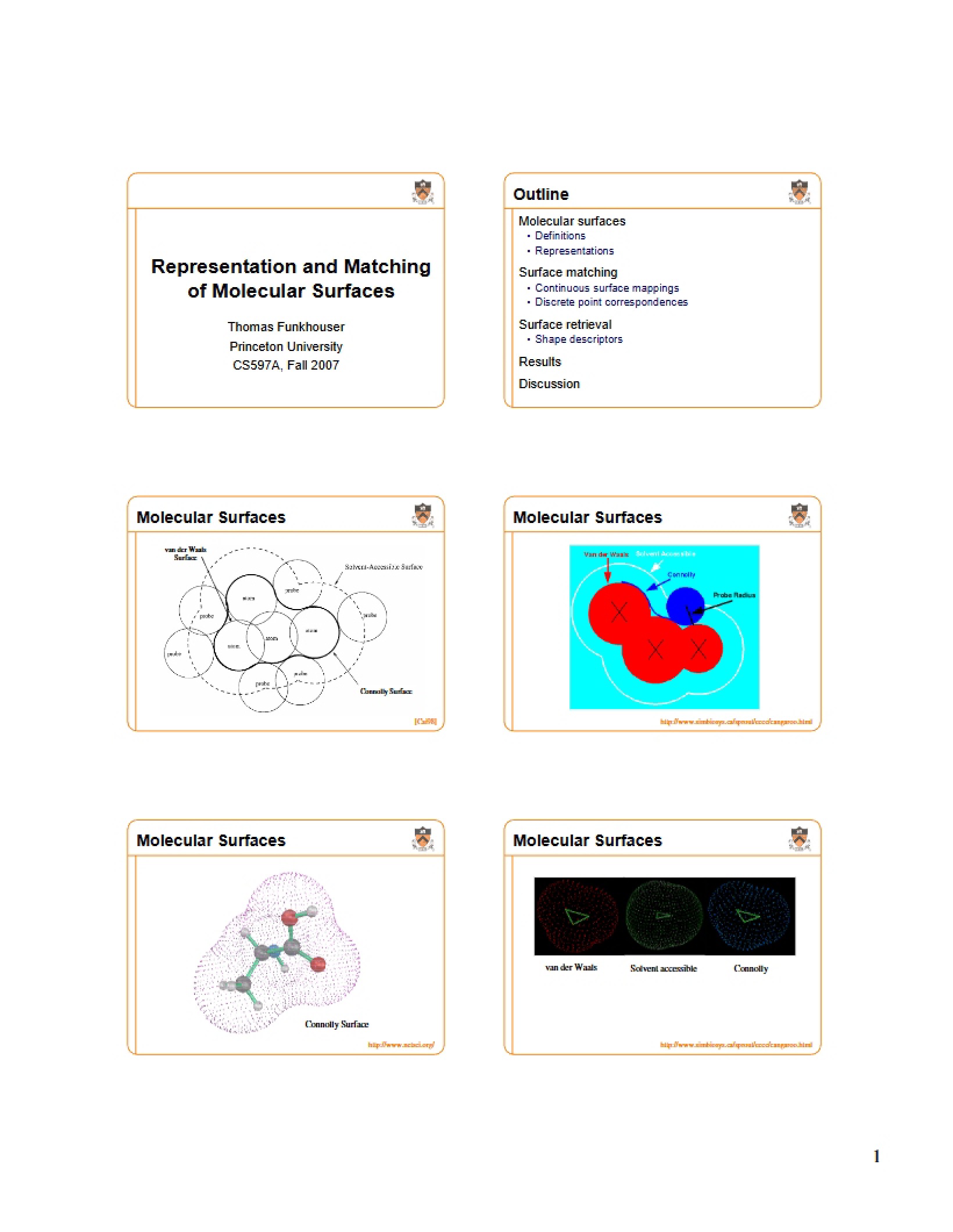 Molecular Surfaces Matching and Representation