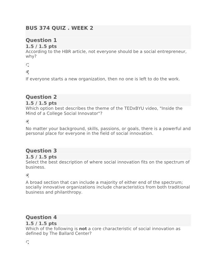 BUS 374 - Week 2 Quiz