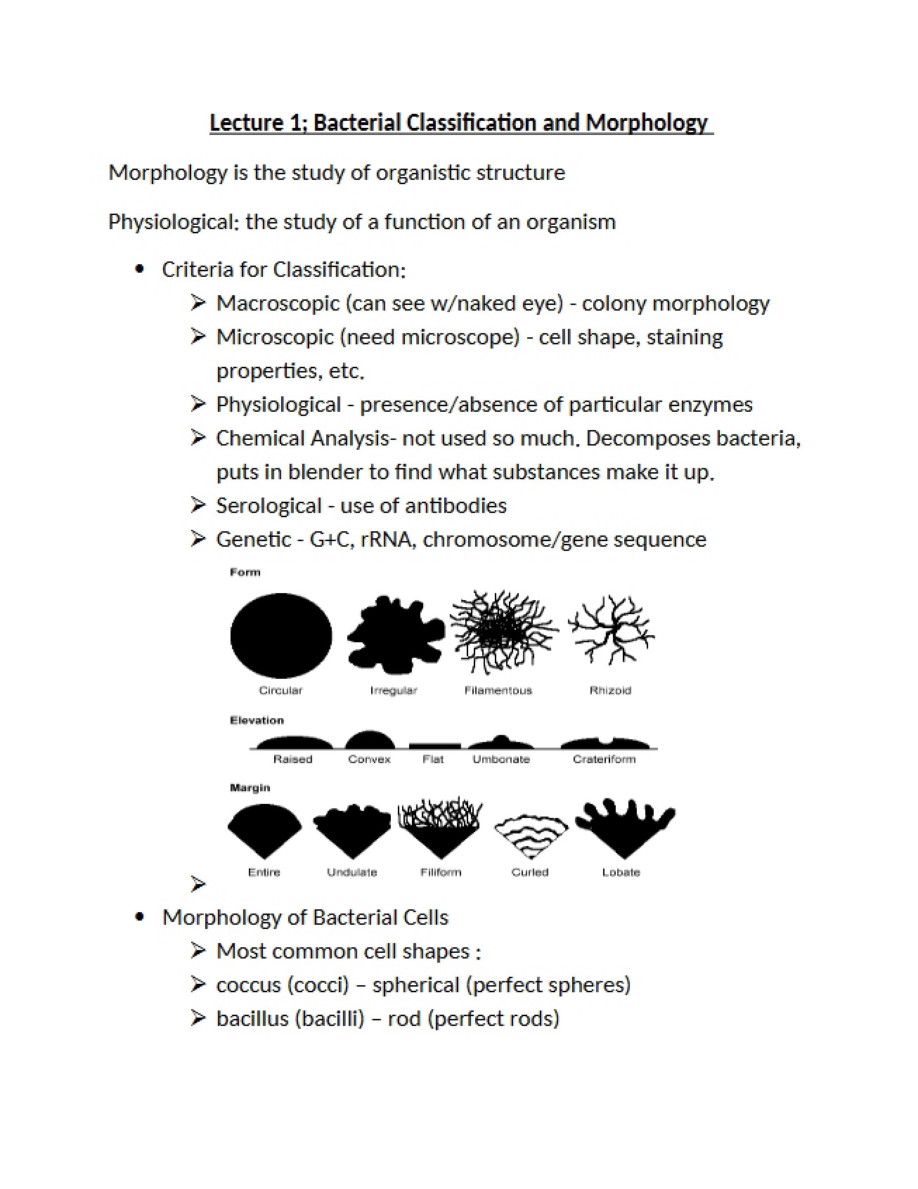 Morphology and Classification of Bacteria (Lecture 1)