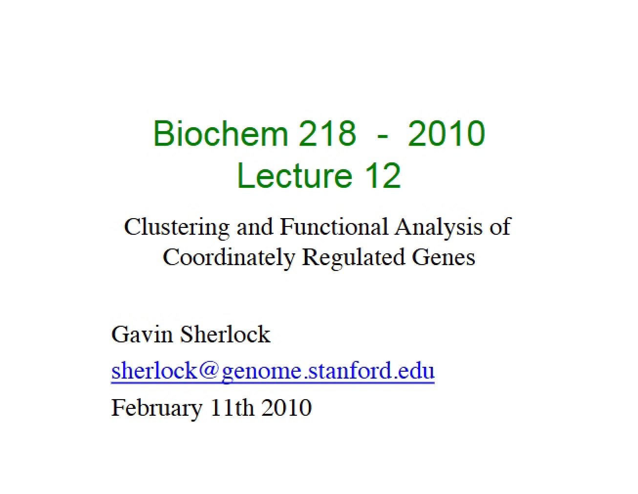 Computational Molecular Biology Lecture 12