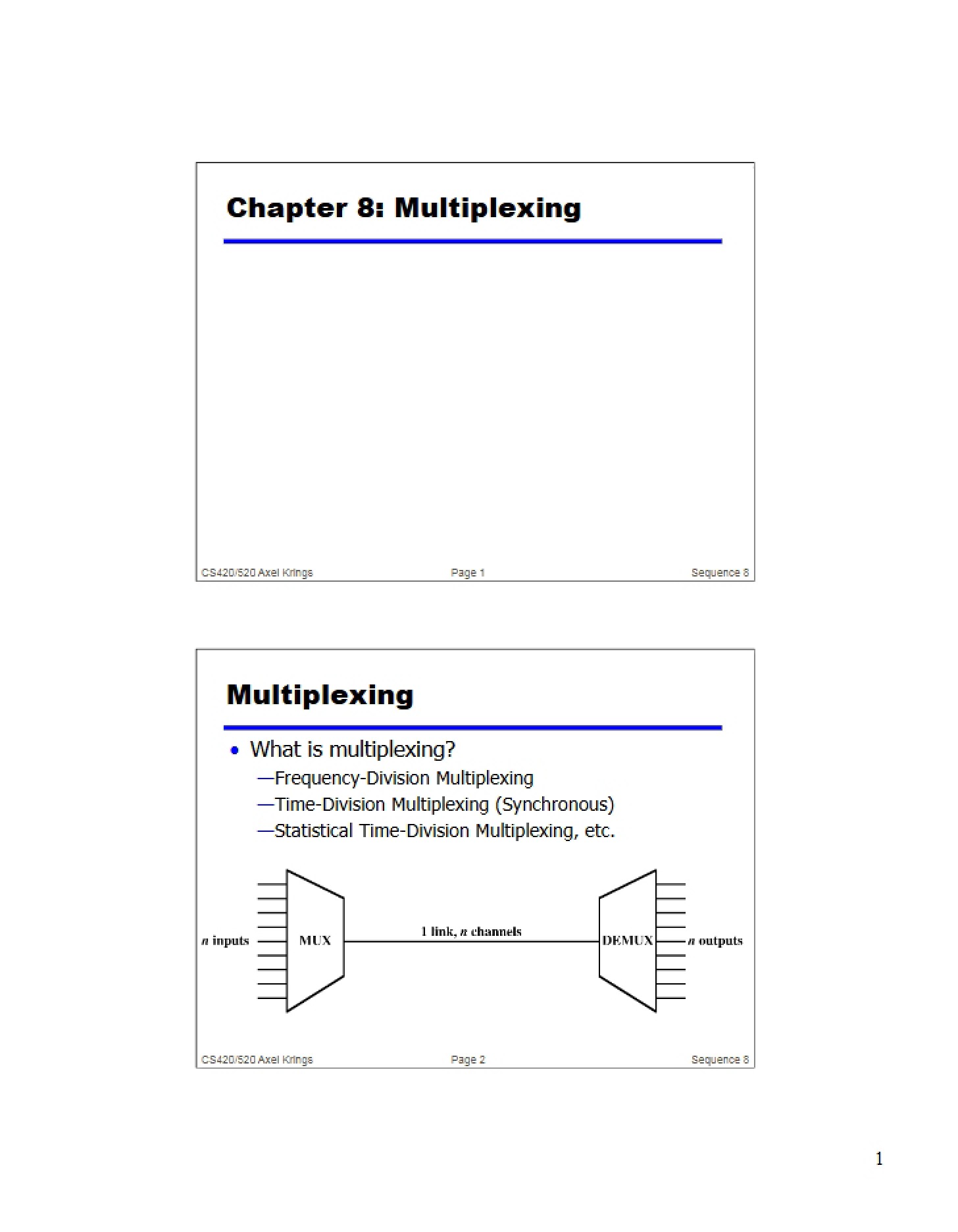 Multiplexing Methods