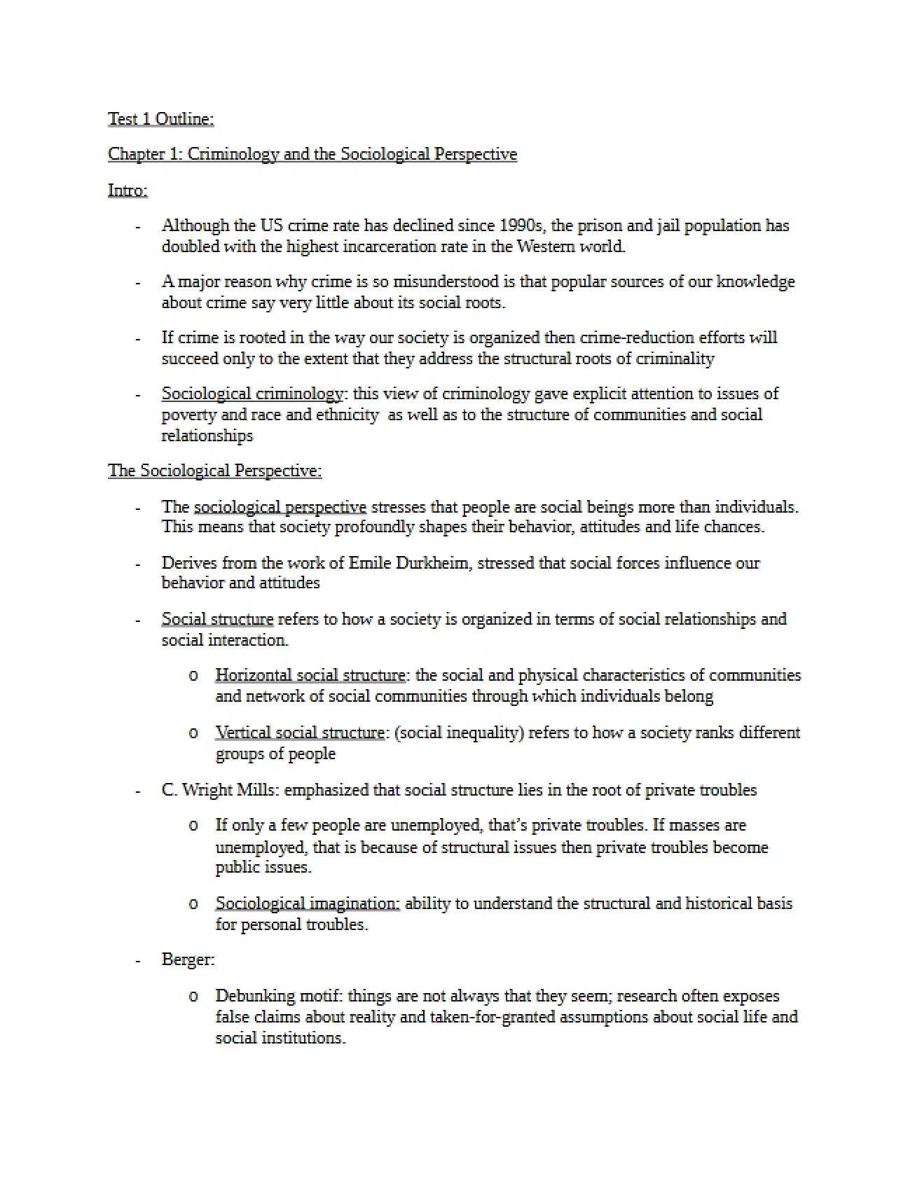 Criminology from a Sociological Perspective Chapter 1