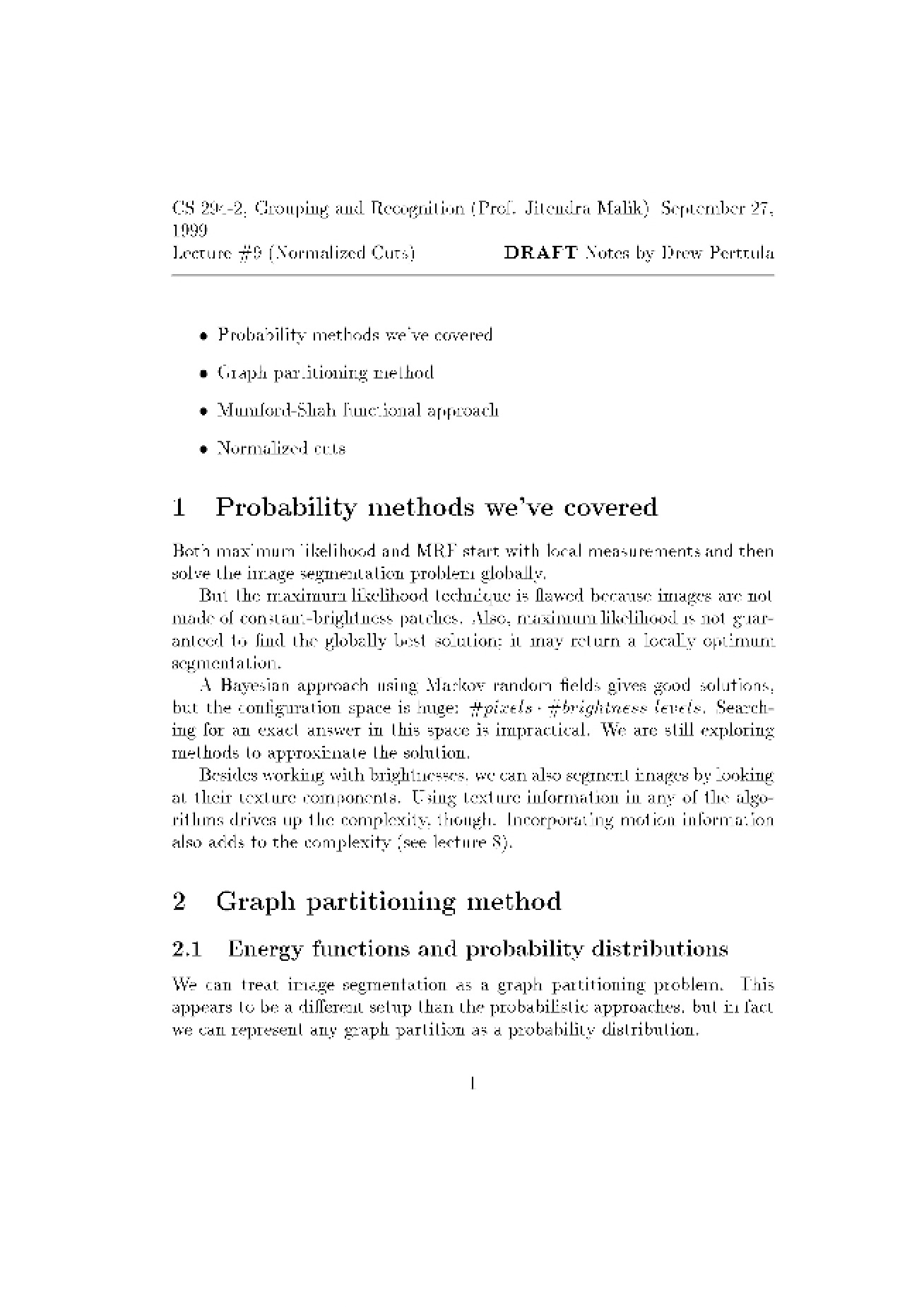Notes for CS 294