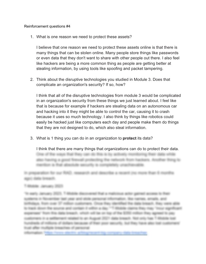 Questions for Reinforcement #4