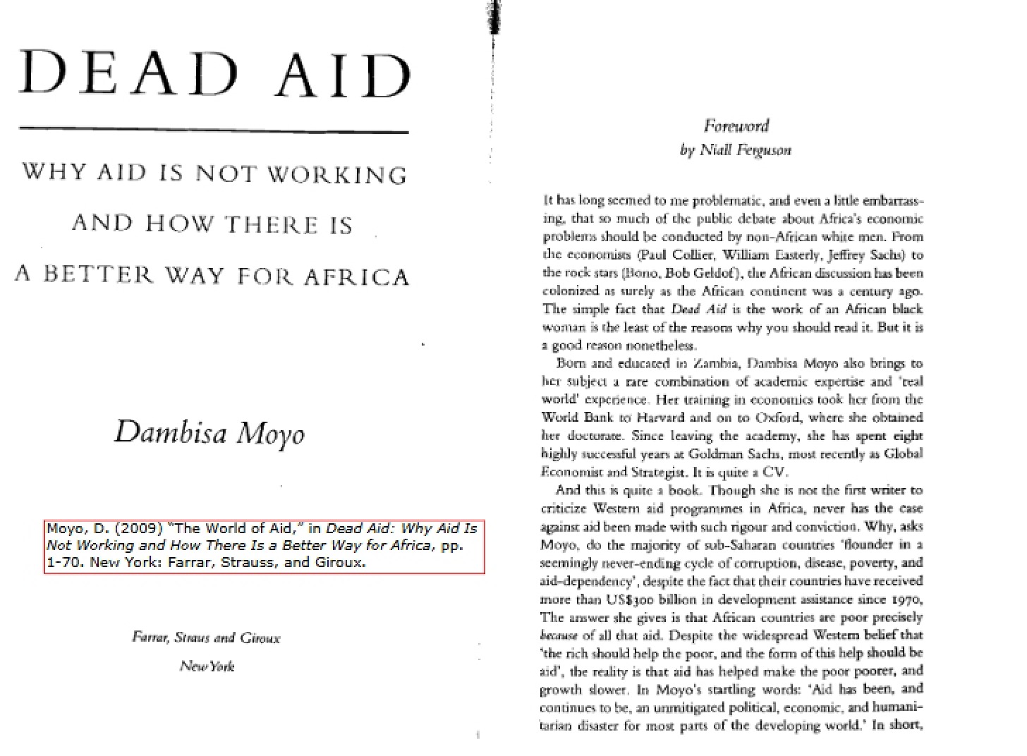Critiquing Foreign Assistance Dead Aid